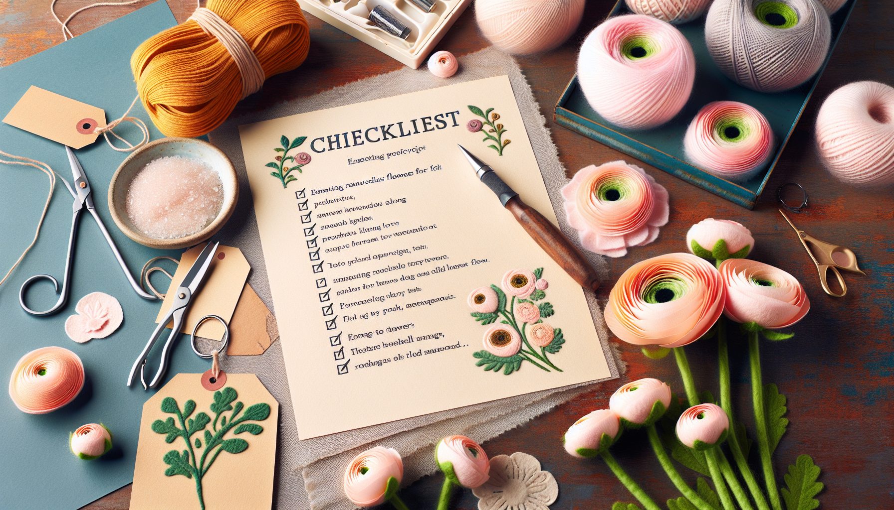 Мой список дел для идеального тиснения ранункулюсов в фетре