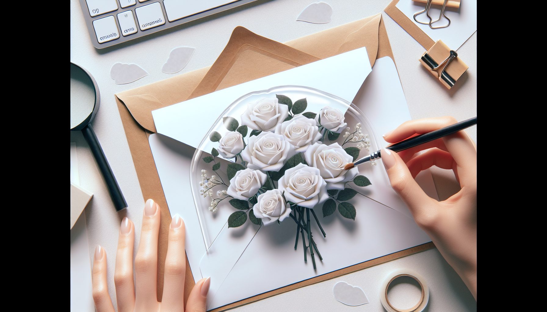 Как аккуратно клеить наклейки на белые розы