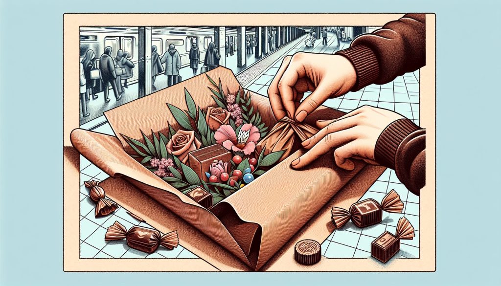 Где шаг за шагом: проштамповать бумагу подарочный набор «цветы+конфеты» в крафт-бумагу для метро