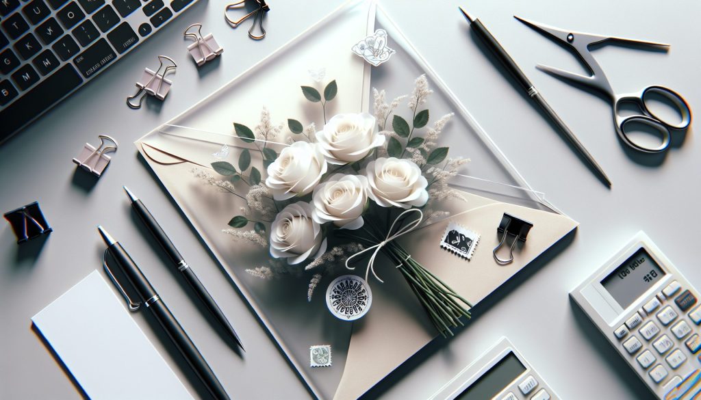 FAQ украсить наклейками белые розы — в прозрачный конверт, для офиса, с защитой от ветра