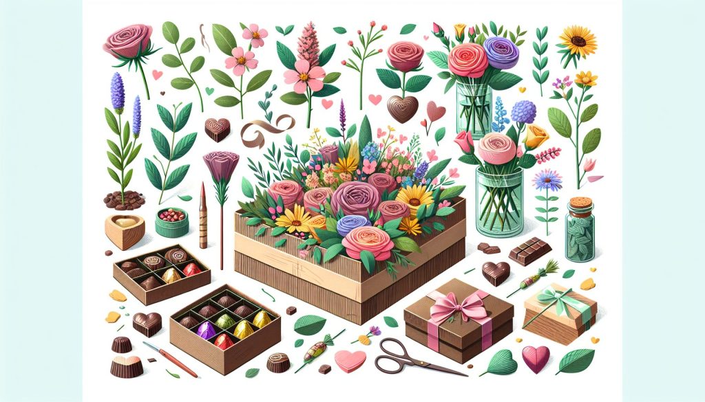 FAQ зафиксировать стебли подарочный набор «цветы+конфеты» — в бархат, для свидания, в эко-стиле