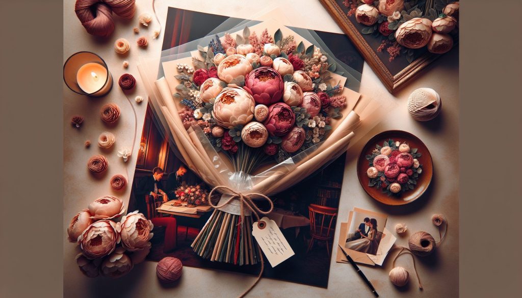 Секреты собрать коллаж пионовидные розы — в пленку, для свидания, с биркой и шнуром