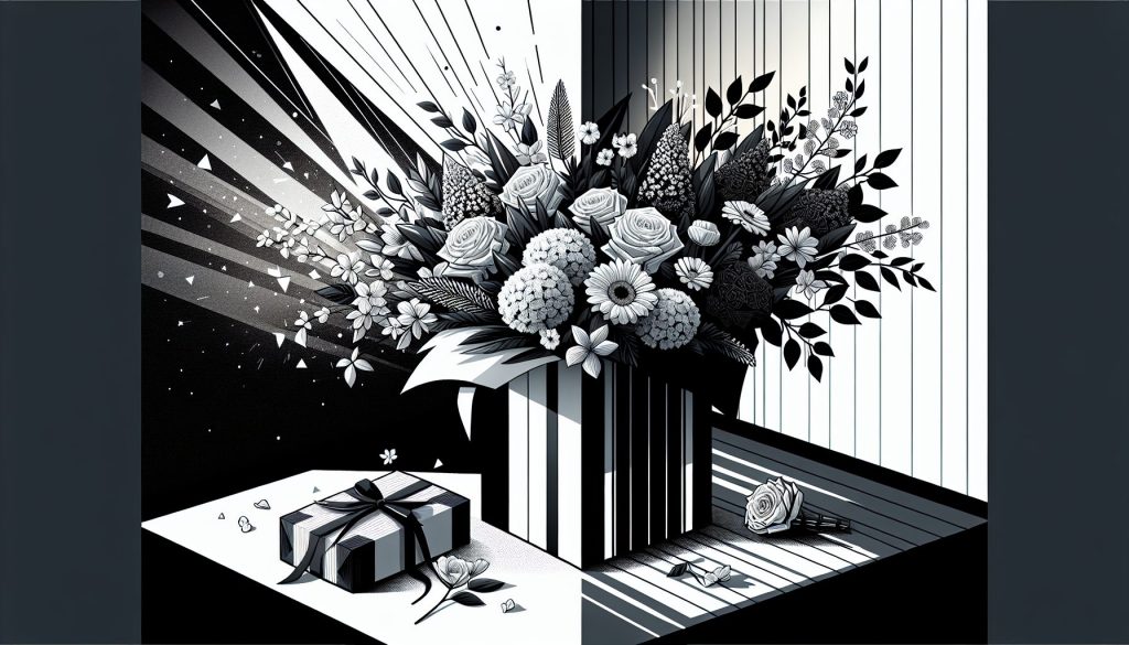 Упаковка для чёрно-белых букетов: графика и контраст