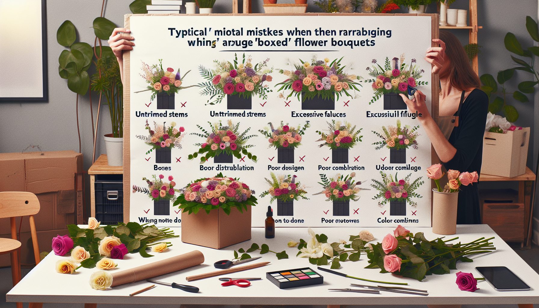 Типичные ошибки при оформлении «коробочных» букетов
