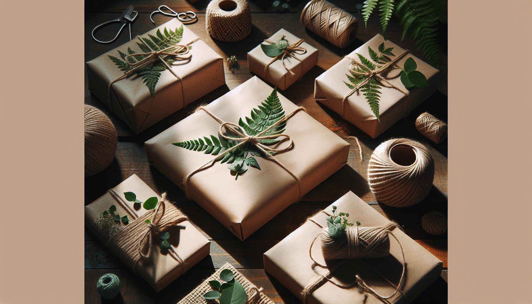 Минимализм со вкусом: крафт, шпагат и зелень