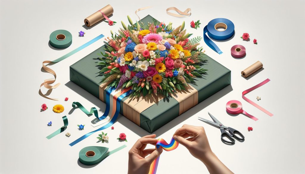 Упаковка букета на одной ленте: минимум материалов — максимум эффекта
