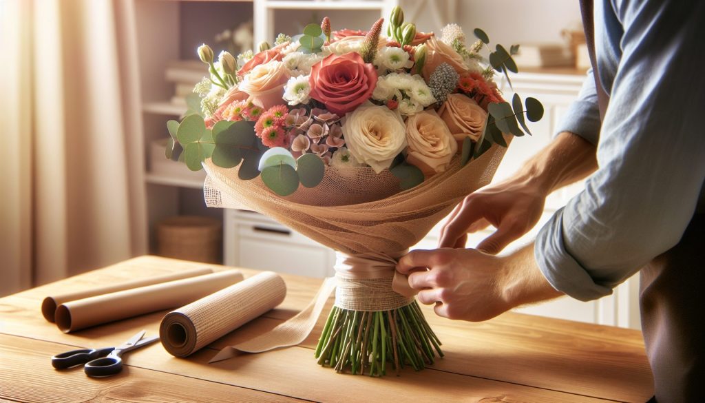 Как упаковать букет так, чтобы его можно было поставить без вазы