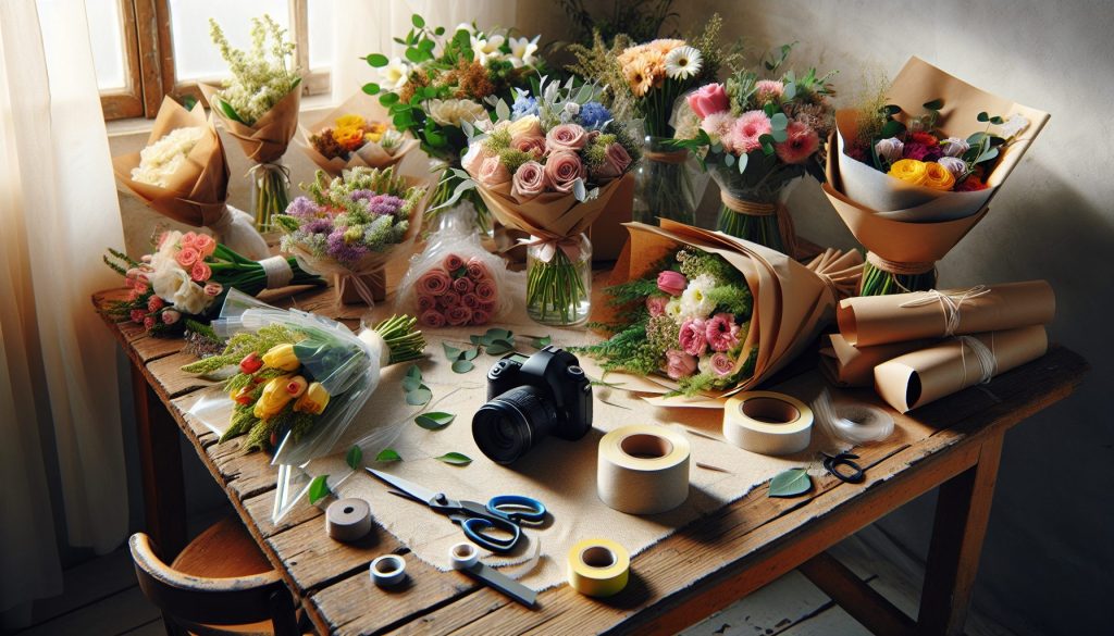 Упаковка букетов для фотосессий: что хорошо смотрится в кадре