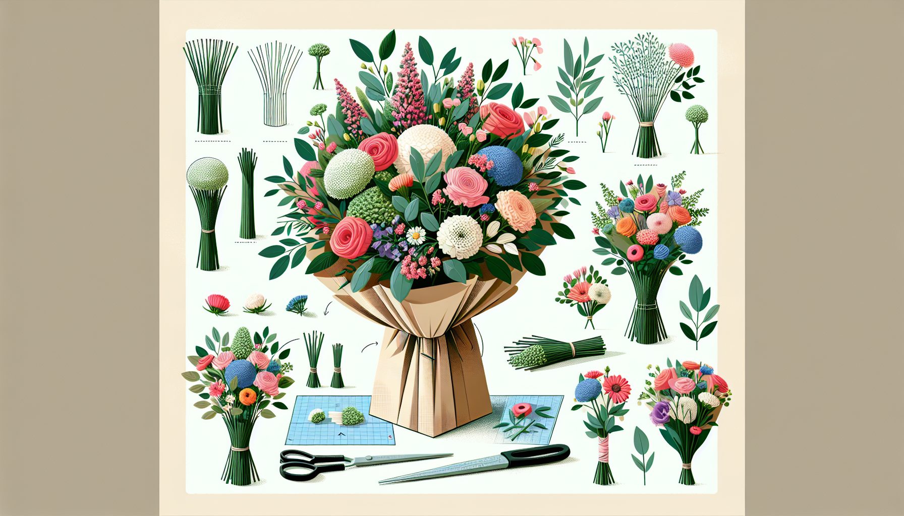 Форма букета и высота стеблей